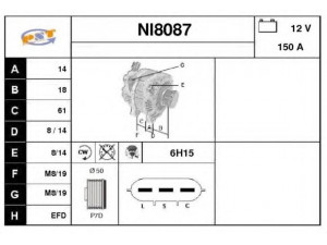 SNRA NI8087 kintamosios srovės generatorius
A3TJ2481, 23100JD71A, 23100JG71A