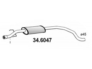 ASSO 34.6047 vidurinis duslintuvas 
 Išmetimo sistema -> Duslintuvas
13220793, 5852595