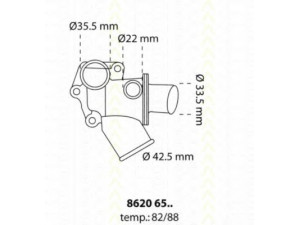 TRISCAN 8620 6582 termostatas, aušinimo skystis 
 Aušinimo sistema -> Termostatas/tarpiklis -> Thermostat
46411298, 60808766, 60809590, 7613245