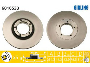 GIRLING 6016533 stabdžių diskas 
 Stabdžių sistema -> Diskinis stabdys -> Stabdžių diskas
5022676, 6135249, 6166055, 86VX1125AB