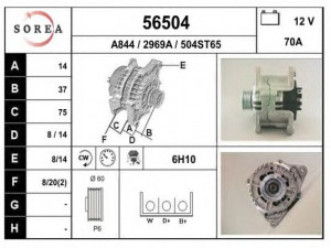 EAI 56504 kintamosios srovės generatorius 
 Elektros įranga -> Kint. sr. generatorius/dalys -> Kintamosios srovės generatorius
95AB10300DA, 95AB10300DB