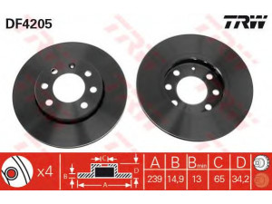 TRW DF4205 stabdžių diskas 
 Stabdžių sistema -> Diskinis stabdys -> Stabdžių diskas
6E0615301, 8Z0615301C, 6E0615301