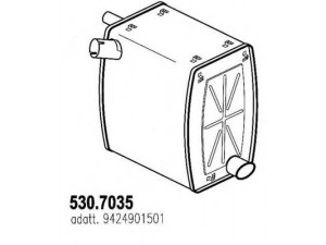 ASSO 530.7035 vidurinis / galinis duslintuvas 
 Išmetimo sistema -> Duslintuvas
9424901501, 9424902101, 9424903501