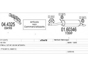 MTS C070118001043 išmetimo sistema 
 Išmetimo sistema -> Išmetimo sistema, visa