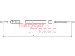 METZGER 10.4717 trosas, stovėjimo stabdys 
 Stabdžių sistema -> Valdymo svirtys/trosai
4750.W4, 9639346180