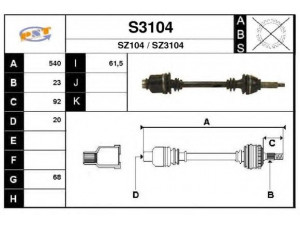 SNRA S3104 kardaninis velenas