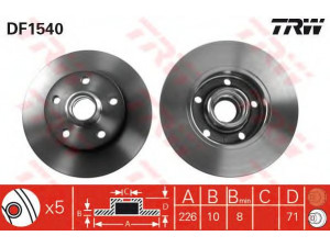 TRW DF1540 stabdžių diskas 
 Stabdžių sistema -> Diskinis stabdys -> Stabdžių diskas
357615601B, 357615601A, 357615601B