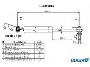 BUGIAD BGS10845 dujinė spyruoklė, bagažinė 
 Priedai -> Bagažinė/pakrovimo skyrius
68950-87787-000