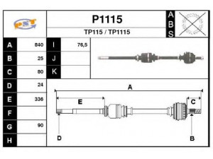 SNRA P1115 kardaninis velenas 
 Ratų pavara -> Kardaninis velenas
327371, 3273J1
