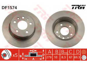 TRW DF1574 stabdžių diskas 
 Stabdžių sistema -> Diskinis stabdys -> Stabdžių diskas
1084230212, 1154200072, 1154230212