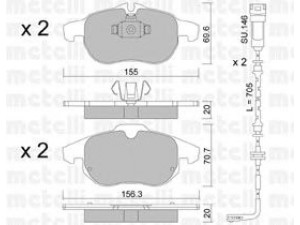 METELLI 22-0540-1K stabdžių trinkelių rinkinys, diskinis stabdys 
 Techninės priežiūros dalys -> Papildomas remontas