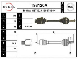 EAI T98120A kardaninis velenas 
 Ratų pavara -> Kardaninis velenas