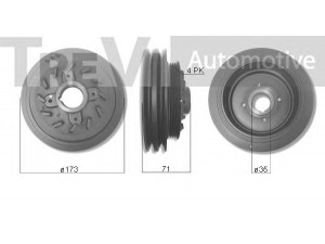TREVI AUTOMOTIVE PC1295 skriemulys, alkūninis velenas 
 Diržinė pavara -> Dirželio skriemulys
2312442030, 2312442032, 2312442030
