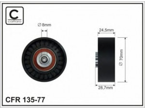 CAFFARO 135-77 kreipiantysis skriemulys, V formos rumbuotas diržas 
 Diržinė pavara -> V formos rumbuotas diržas/komplektas -> Laisvasis/kreipiamasis skriemulys
6453.FL, 6453.SG, 500316890, 500344132