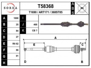 EAI T58368 kardaninis velenas 
 Ratų pavara -> Kardaninis velenas
46308092