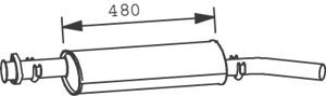 DINEX 33307 vidurinis duslintuvas 
 Išmetimo sistema -> Duslintuvas
173173, 173175, 5896448, 173173