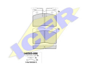 ICER 140505-066 stabdžių trinkelių rinkinys, diskinis stabdys 
 Techninės priežiūros dalys -> Papildomas remontas
4 432 481, 190 2292, 77 01 349 255