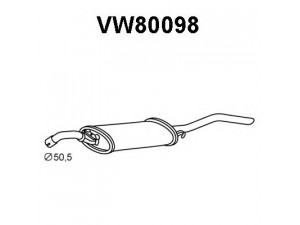VENEPORTE VW80098 galinis duslintuvas 
 Išmetimo sistema -> Duslintuvas
165253609AA, 165253609AF