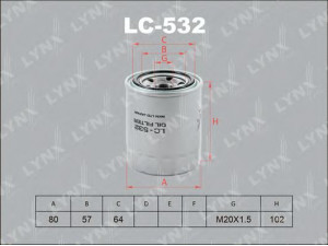 LYNXauto LC-532 alyvos filtras 
 Techninės priežiūros dalys -> Techninės priežiūros intervalai
J8060266, 15601-87305-000, 15601-87310-LOC