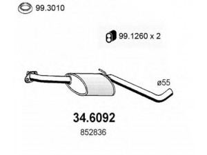ASSO 34.6092 vidurinis duslintuvas 
 Išmetimo sistema -> Duslintuvas
852136, 852836, 90265180