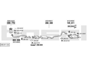 BOSAL 058.911.02 išmetimo sistema 
 Išmetimo sistema -> Išmetimo sistema, visa