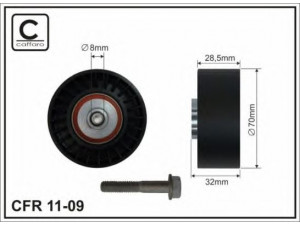 CAFFARO 11-09 kreipiantysis skriemulys, V formos rumbuotas diržas 
 Diržinė pavara -> V formos rumbuotas diržas/komplektas -> Laisvasis/kreipiamasis skriemulys
1015375, 6200285, 928F19A216A, 928F19A216AA