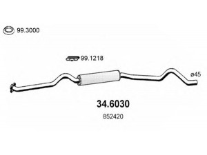 ASSO 34.6030 vidurinis duslintuvas 
 Išmetimo sistema -> Duslintuvas
852420, 854420, 90136157