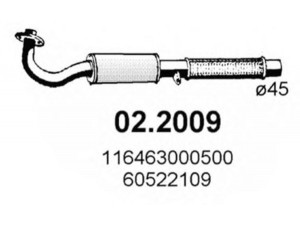 ASSO 02.2009 priekinis duslintuvas 
 Išmetimo sistema -> Duslintuvas
116463000500, 60522109
