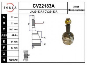 EAI CV22183AK jungčių komplektas, kardaninis velenas 
 Ratų pavara -> Sujungimai/komplektas