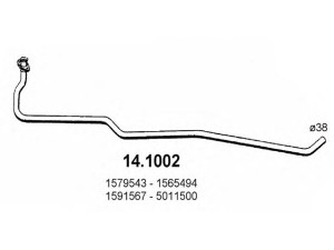 ASSO 14.1002 išleidimo kolektorius 
 Išmetimo sistema -> Išmetimo vamzdžiai
1565494, 1579543, 1591567, 5011500