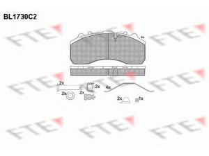 FTE BL1730C2 stabdžių trinkelių rinkinys, diskinis stabdys 
 Techninės priežiūros dalys -> Papildomas remontas
M100669, 1439324, 1617343, 190 6439