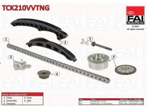 FAI AutoParts TCK210VVTNG pavaros grandinės komplektas 
 Variklis -> Variklio uždegimo laiko reguliavimo kontrolė -> Sinchronizavimo grandinė/įtempiklis/kreiptuvas -> Pavaros grandinės komplektas