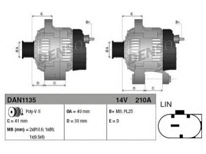 DENSO DAN1135 kintamosios srovės generatorius 
 Elektros įranga -> Kint. sr. generatorius/dalys -> Kintamosios srovės generatorius
12317616119, 12317616121, 7616119