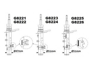 MONROE G8222 amortizatorius 
 Pakaba -> Amortizatorius
9801729080, 9801729280, 9802144580