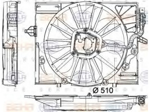 HELLA 8EW 351 043-081 ventiliatorius, radiatoriaus 
 Aušinimo sistema -> Oro aušinimas
17 41 7 545 807, 7 545 807
