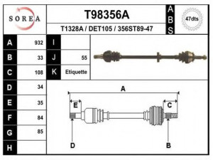 EAI T98356A kardaninis velenas 
 Ratų pavara -> Kardaninis velenas