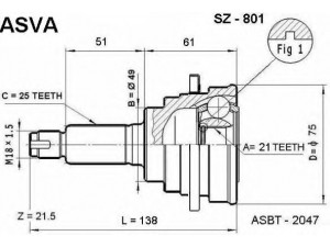 ASVA SZ-801 jungčių komplektas, kardaninis velenas 
 Ratų pavara -> Sujungimai/komplektas
44101-60G20, 44101-60G22, 44101-60G23