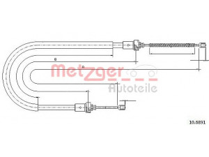 METZGER 10.6891 trosas, stovėjimo stabdys 
 Stabdžių sistema -> Valdymo svirtys/trosai
6001 547 169, 8200 380 738