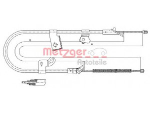 METZGER 17.1079 trosas, stovėjimo stabdys 
 Stabdžių sistema -> Valdymo svirtys/trosai
4642052070