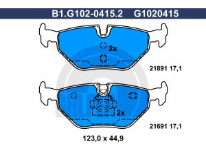GALFER B1.G102-0415.2 stabdžių trinkelių rinkinys, diskinis stabdys 
 Techninės priežiūros dalys -> Papildomas remontas
34 21 1 163 395, 34 21 2 157 591