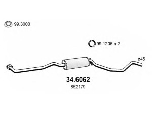 ASSO 34.6062 vidurinis duslintuvas 
 Išmetimo sistema -> Duslintuvas
852179, 852414EX, 90128440, 90169931