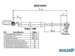 BUGIAD BGS10898 dujinė spyruoklė, bagažinė 
 Priedai -> Bagažinė/pakrovimo skyrius
68960-80050