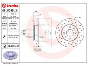 BREMBO 08.5085.31 stabdžių diskas 
 Dviratė transporto priemonės -> Stabdžių sistema -> Stabdžių diskai / priedai
51885456