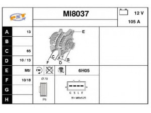 SNRA MI8037 kintamosios srovės generatorius
A3TB5591, A3TB6091, MN128992, MN163016