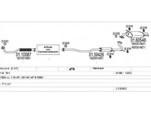 MTS C120003000027 išmetimo sistema 
 Išmetimo sistema -> Išmetimo sistema, visa
