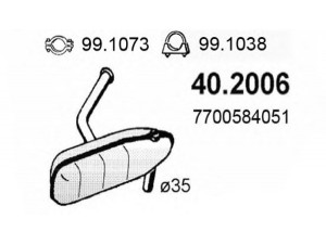 ASSO 40.2006 priekinis duslintuvas 
 Išmetimo sistema -> Duslintuvas
7700571354, 7700584051, 7700586877