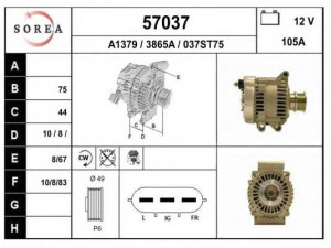 EAI 57037 kintamosios srovės generatorius 
 Elektros įranga -> Kint. sr. generatorius/dalys -> Kintamosios srovės generatorius
7515030