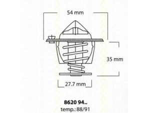 TRISCAN 8620 9491 termostatas, aušinimo skystis 
 Aušinimo sistema -> Termostatas/tarpiklis -> Thermostat
4772190, 7505241, 9166687, 9543786