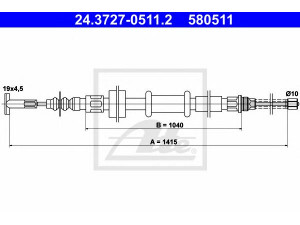 ATE 24.3727-0511.2 trosas, stovėjimo stabdys 
 Stabdžių sistema -> Valdymo svirtys/trosai
7615327, 92323734