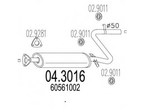 MTS 04.3016 katalizatoriaus keitiklis 
 Išmetimo sistema -> Katalizatoriaus keitiklis
60561002